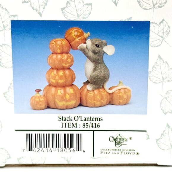 Fitz & Floyd Charming Tails Mouse & Pumpkin Figurine Collectible Signed - Picture 7 of 10